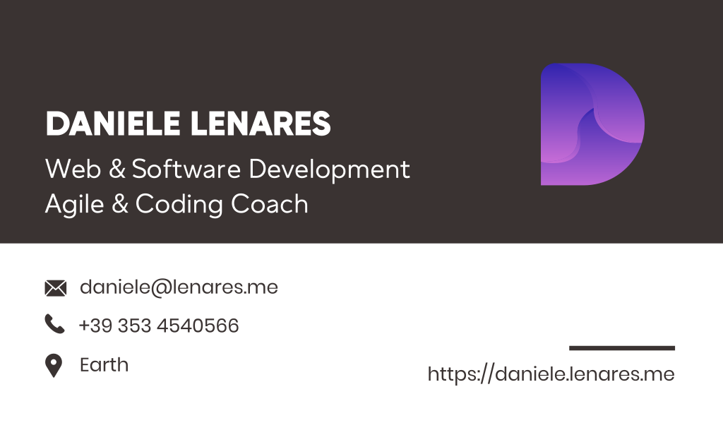 Biglietto da visita di Daniele Lenares - Web Developer & Agile Coach